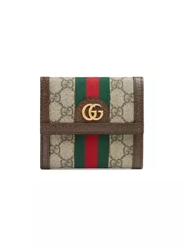 Gucci кошелек Ophidia с клапаном, коричневый