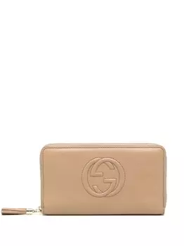Gucci кошелек с логотипом Interlocking G, коричневый