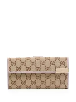Gucci кошелек с узором GG Supreme, коричневый