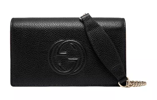GUCCI Кошелек Soho из кожи, сумка через плечо, женский, черный