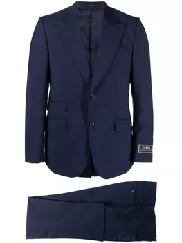 Gucci костюм из смесовой шерсти с однобортным пиджаком, синий