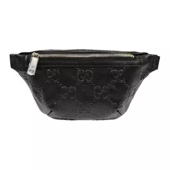 GUCCI Кожаная сумка через плечо, сумка-слинг, поясная сумка, обычная, унисекс, черная