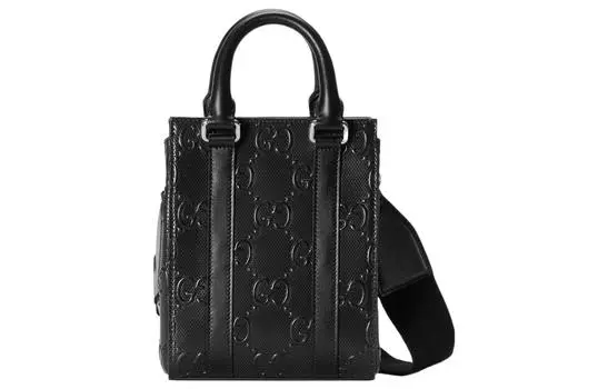 GUCCI Кожаная сумка-шоппер, сумка-тоут, сумка через плечо, мини-сумка, мужская, черная