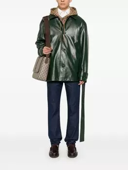 Gucci кожаное пальто, зеленый