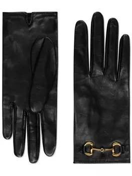 Gucci кожаные перчатки с пряжкой Horsebit, черный