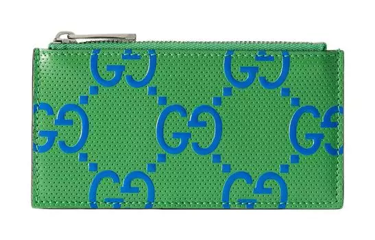 GUCCI Кожаный держатель для карточек, женский, зеленый