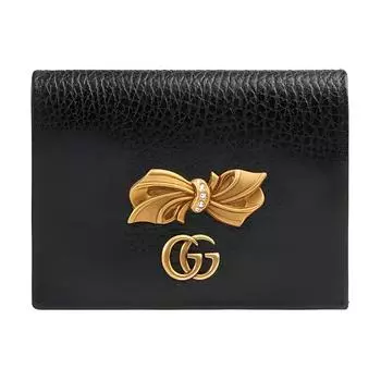 GUCCI Кожаный держатель карт для женщин, черный