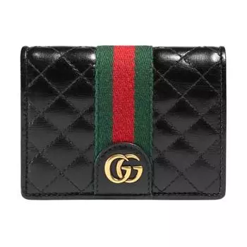 GUCCI Кожаный держатель карт, кошелек, стандартный, женский, черный