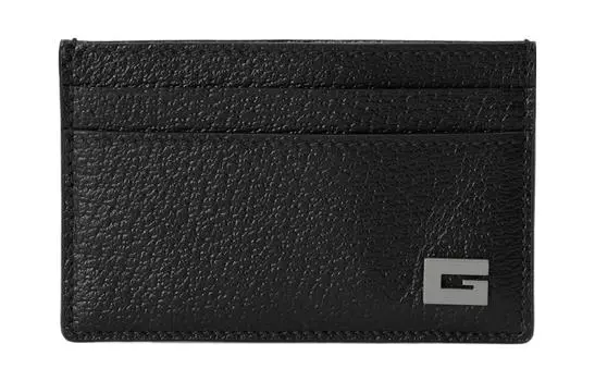 GUCCI Кожаный держатель карт, стандартный, мужской, черный/серый