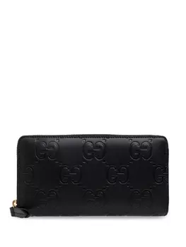 Gucci кожаный кошелек с тисненым логотипом, черный