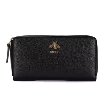 GUCCI Кожаный кошелек унисекс серии Animalier, черный
