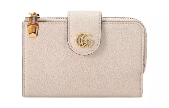 GUCCI Кожаный кошелек женский среднего размера, светло-розовый