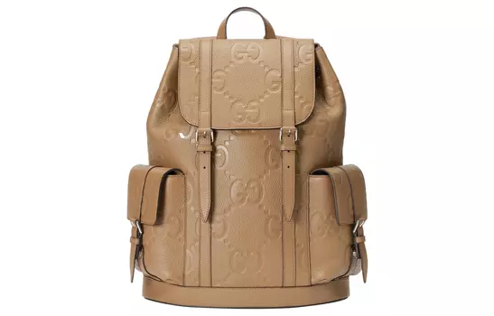 GUCCI Кожаный рюкзак мужской, серо-коричневый
