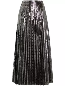 Gucci креповая юбка макси в горох, серебристый