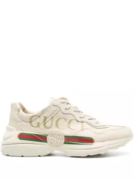 Кроссовки Gucci Rhyton Lace-up, бежевый/красный