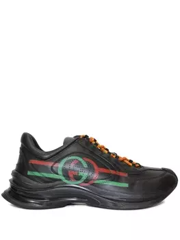 Кроссовки Gucci Run Lace-up, черный/красный/зеленый