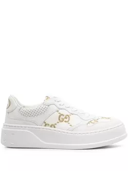 Кроссовки Gucci With Logo GG, белый/золотой