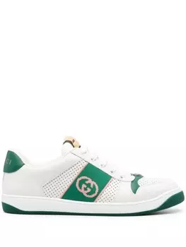 Кроссовки Gucci With Logo Interlocking G, белый/зеленый