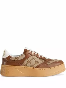Gucci кроссовки с тисненым логотипом GG, коричневый