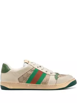 Кроссовки Gucci Screener Lace-up, серый/красный/зеленый