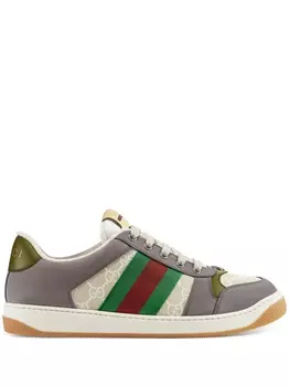 Кроссовки Gucci Screener Lace-up, серый/зеленый/красный