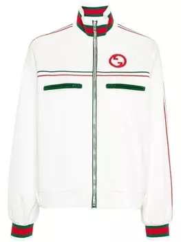Gucci куртка из джерси с отделкой Web, белый