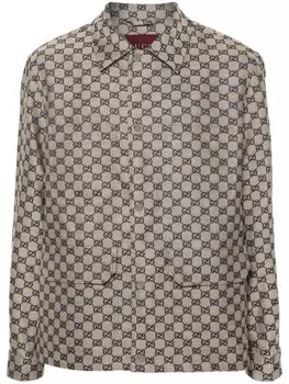 Gucci куртка-рубашка из парусины GG, нейтральный цвет