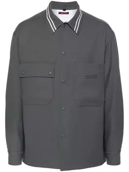 Gucci куртка-рубашка с нашивкой-логотипом, серый
