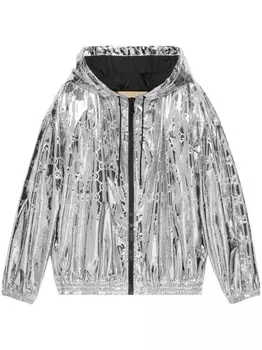 Gucci куртка с эффектом металлик и логотипом Double G, серебристый