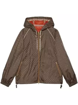 Gucci куртка с капюшоном и логотипом Double G, коричневый