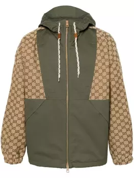 Gucci куртка с капюшоном и логотипом GG, зеленый