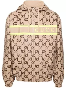 Gucci куртка с капюшоном и принтом GG Supreme, нейтральный цвет