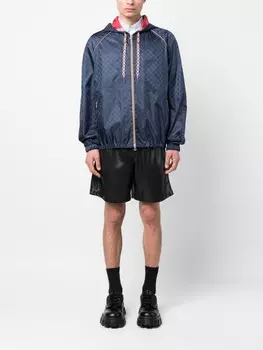 Gucci куртка с капюшоном и узором GG Supreme, синий
