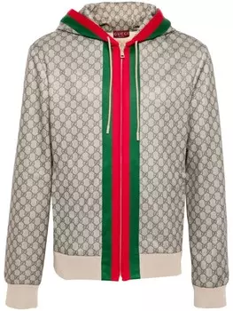 Gucci куртка с капюшоном из джерси Web, нейтральный цвет