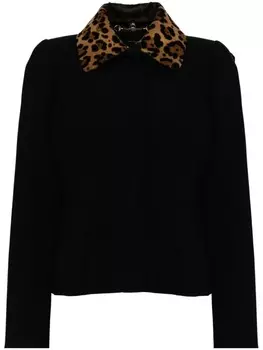 Gucci куртка с леопардовым воротником, черный