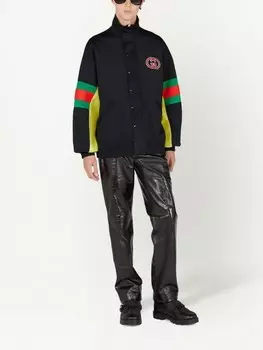 Gucci куртка с нашивкой-логотипом и отделкой Web, черный