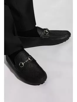 Gucci лоферы из кожи Horsebit-deatil, черный