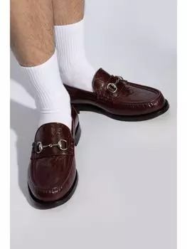Gucci лоферы из кожи Horsebit-deatil, красный