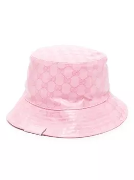 Gucci logo-embossed cotton bucket hat, розовый