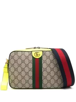 Gucci маленькая сумка через плечо Ophidia с логотипом GG, коричневый