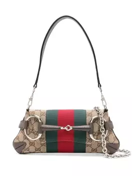 Gucci маленькая сумка на плечо Horsebit Chain, нейтральный цвет