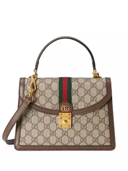 Gucci маленькая сумка Ophidia с верхней ручкой, коричневый