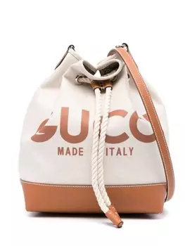 Gucci маленькая сумка-ведро с логотипом, нейтральный цвет