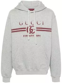 Gucci меланжевое худи с логотипом Double G, серый