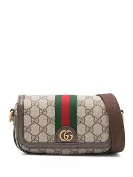 Gucci мини-сумка через плечо GG Supreme, коричневый