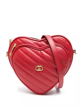 Gucci мини-сумка на плечо с логотипом Interlocking G Heart, красный