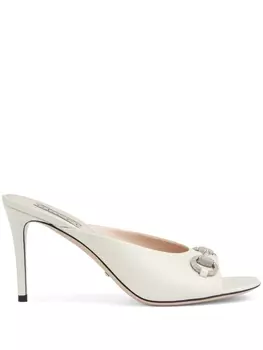 Gucci мюли Horsebit с кристаллами, белый