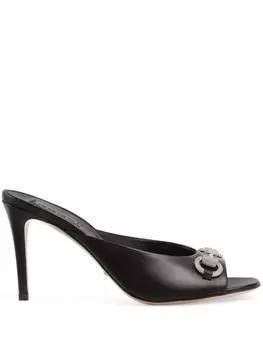 Gucci мюли Horsebit с кристаллами, черный