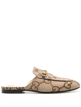 Gucci мюли Princetown с монограммой, нейтральный цвет