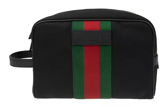 GUCCI Мужская черная кожаная сумка-косичка, косметичка, несессер, клатч